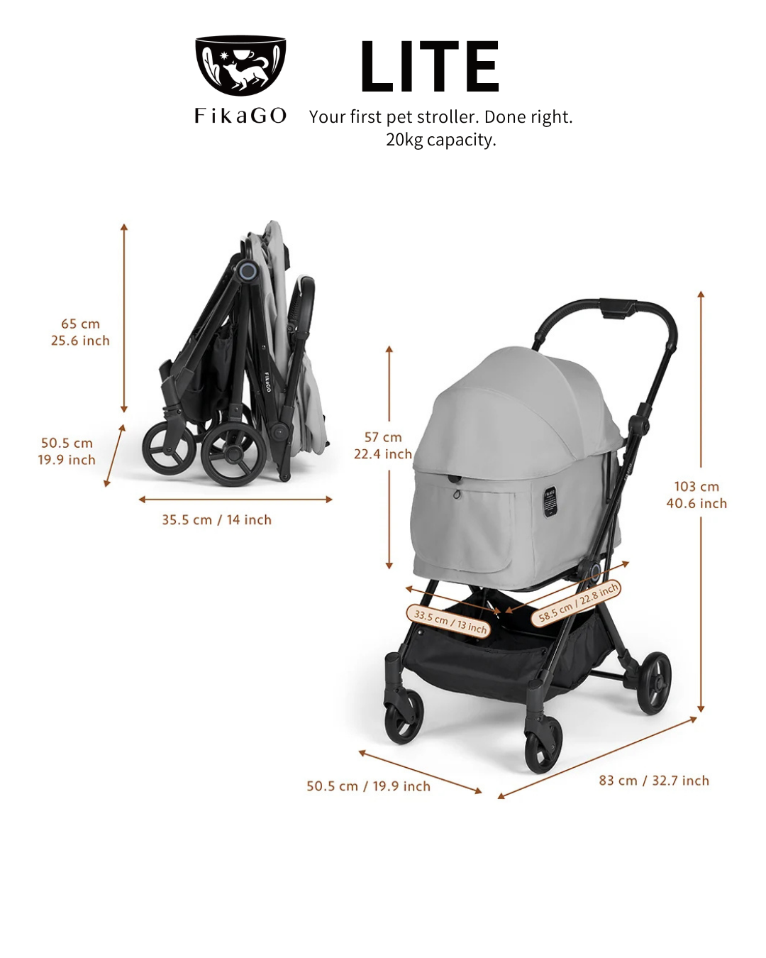 FikaGo Lite Pet Stroller Dog Cat Stroller