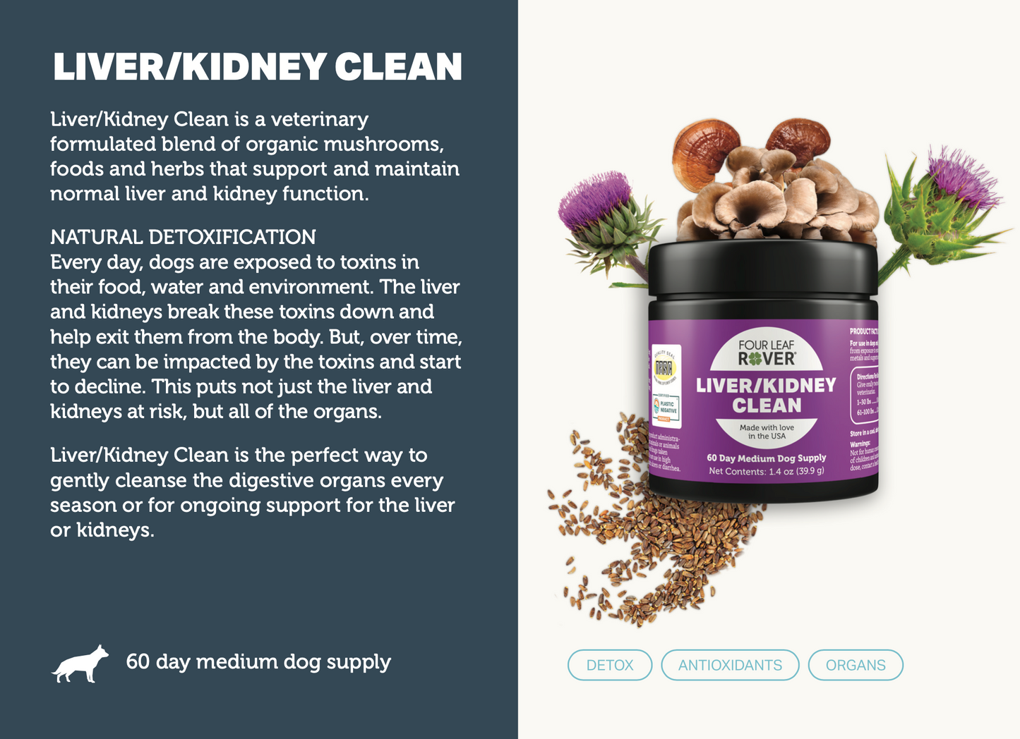 Liver/Kidney Clean - Four Leaf Rover Supplement (Oct 2025 Expiry)
