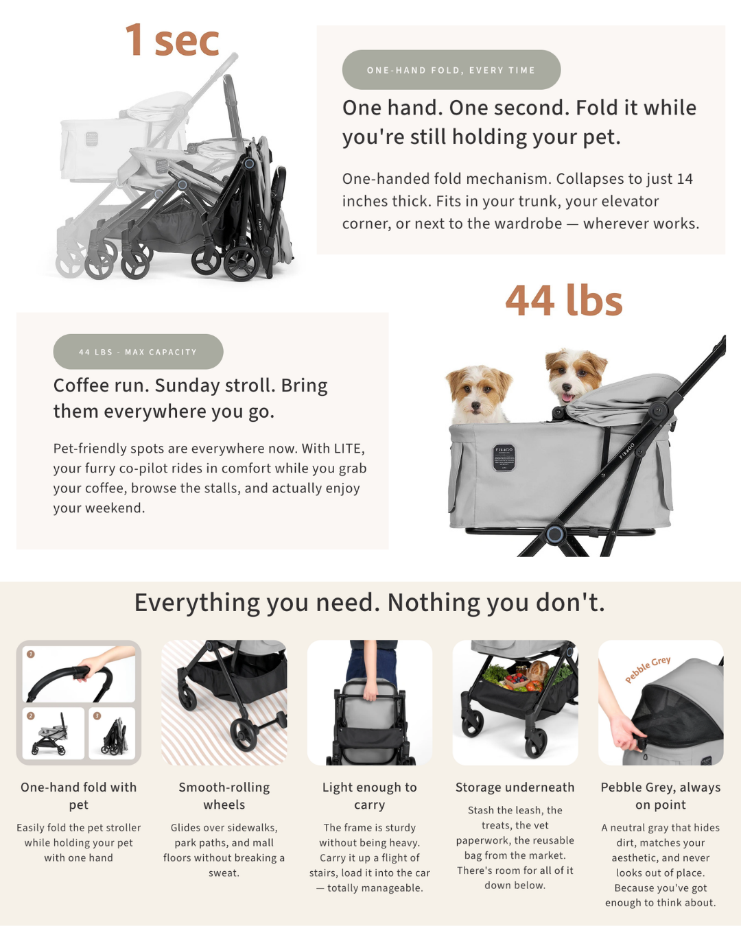 FikaGo Lite Pet Stroller Dog Cat Stroller