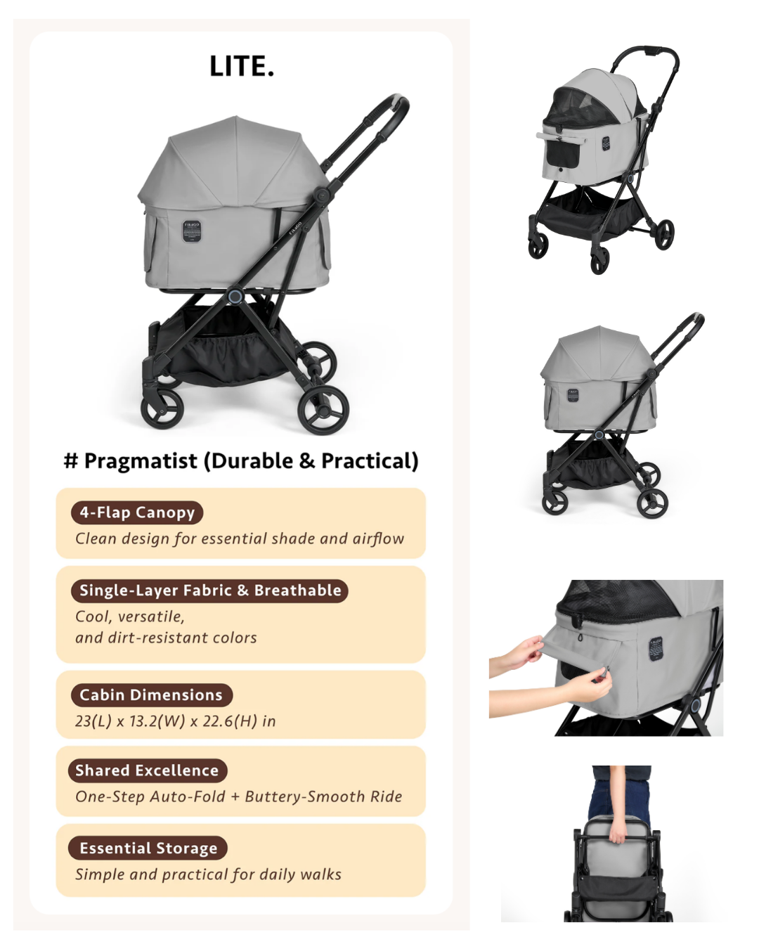 FikaGo Lite Pet Stroller Dog Cat Stroller
