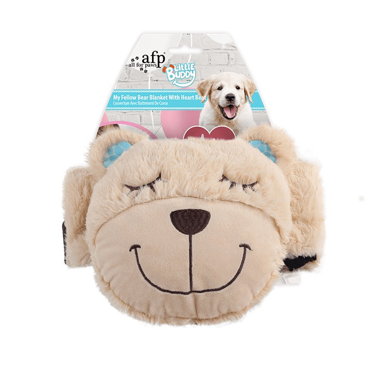 All For Paws AFP Pups Bear Blanket with Heartbeat Dog Toy