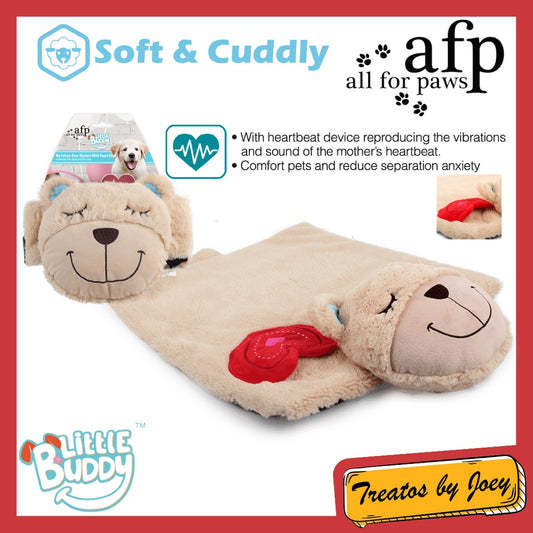 All For Paws AFP Pups Bear Blanket with Heartbeat Dog Toy