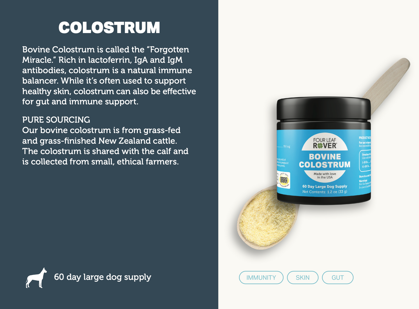 Bovine Colostrum - Four Leaf Rover Supplement