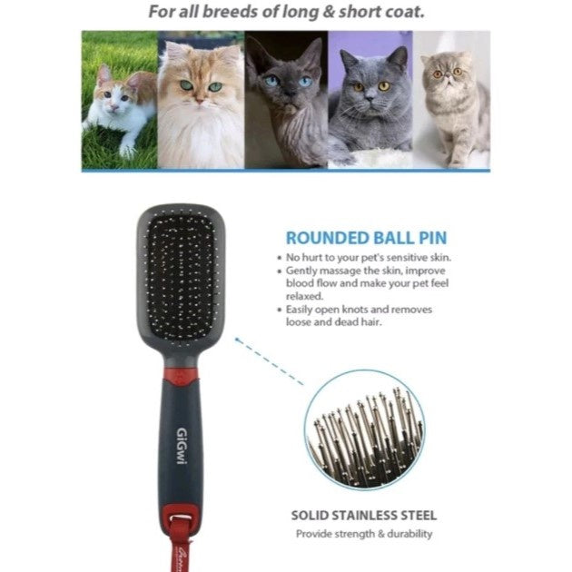 GiGwi GROOMING TOOLS Slicker Brush Combinated Comb Dual Head Stainless Steel Dematting Deshedding