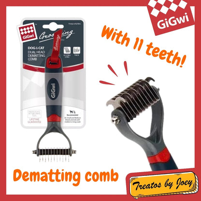 GiGwi GROOMING TOOLS Slicker Brush Combinated Comb Dual Head Stainless Steel Dematting Deshedding