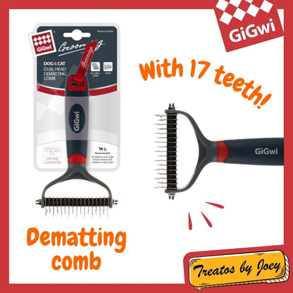 GiGwi GROOMING TOOLS Slicker Brush Combinated Comb Dual Head Stainless Steel Dematting Deshedding